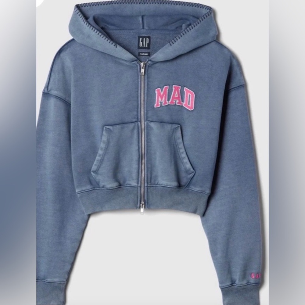 GAP x Madhappy Slate Blue Hoodie with Pink logo